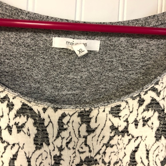 Maurices Gray and Cream Lace Long Sleeve Top XL Crewneck Pullover - Picture 3 of 4